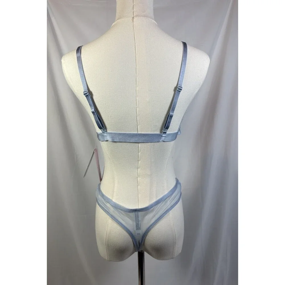 Wild Fable Women’s Size Large Bra And Panty Sequins Set Light Blue Super Cute